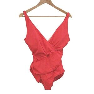 Tropical Escape Women's Size 14 Bathing Suit One Piece Shade Of Red